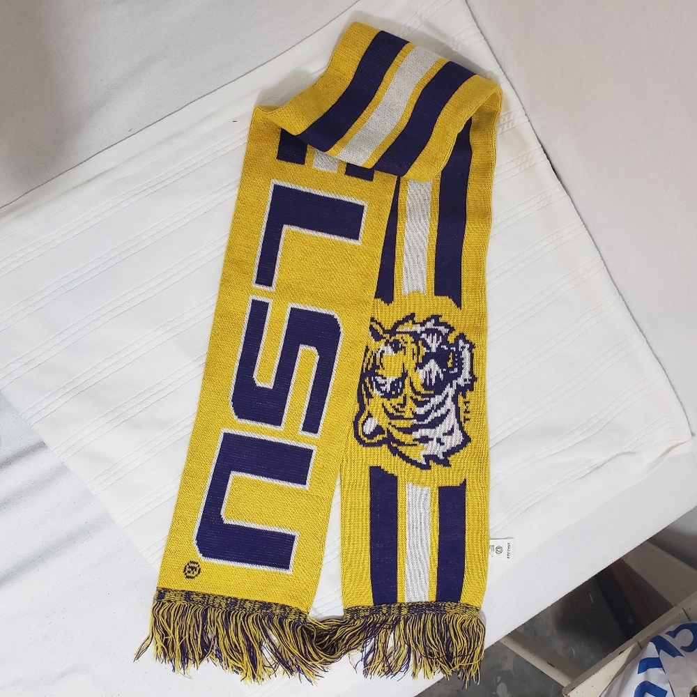 Forever collectibles LSU SCARF yellow, white and purple  scarf with frin…